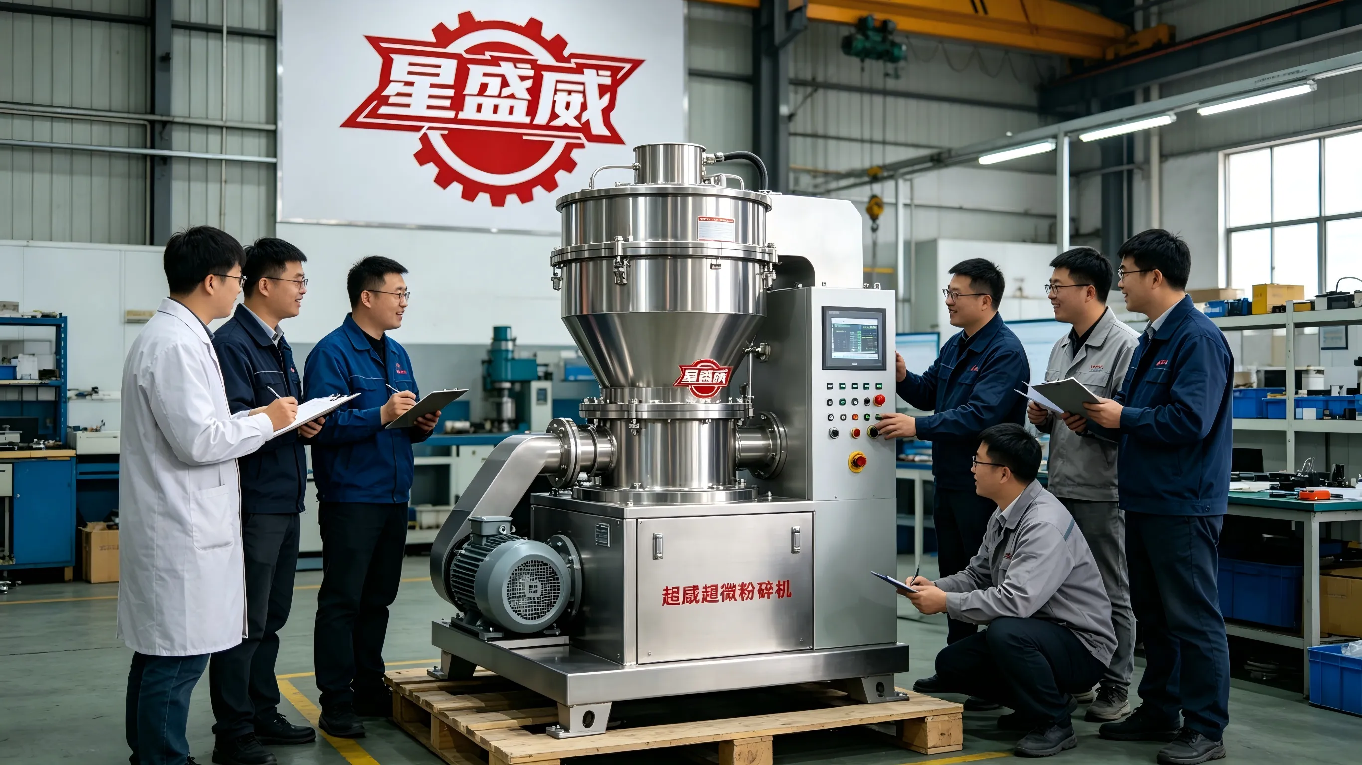 قامت مجموعة من المشترين من مناطق متعددة في جيانغسو وشاندونغ وخبي بزيارة مصنع Xingshengwei Machinery لإجراء اختبار في الموقع ووضع اللمسات الأخيرة على خطة الشراء لجهاز Ultra Pulverizer