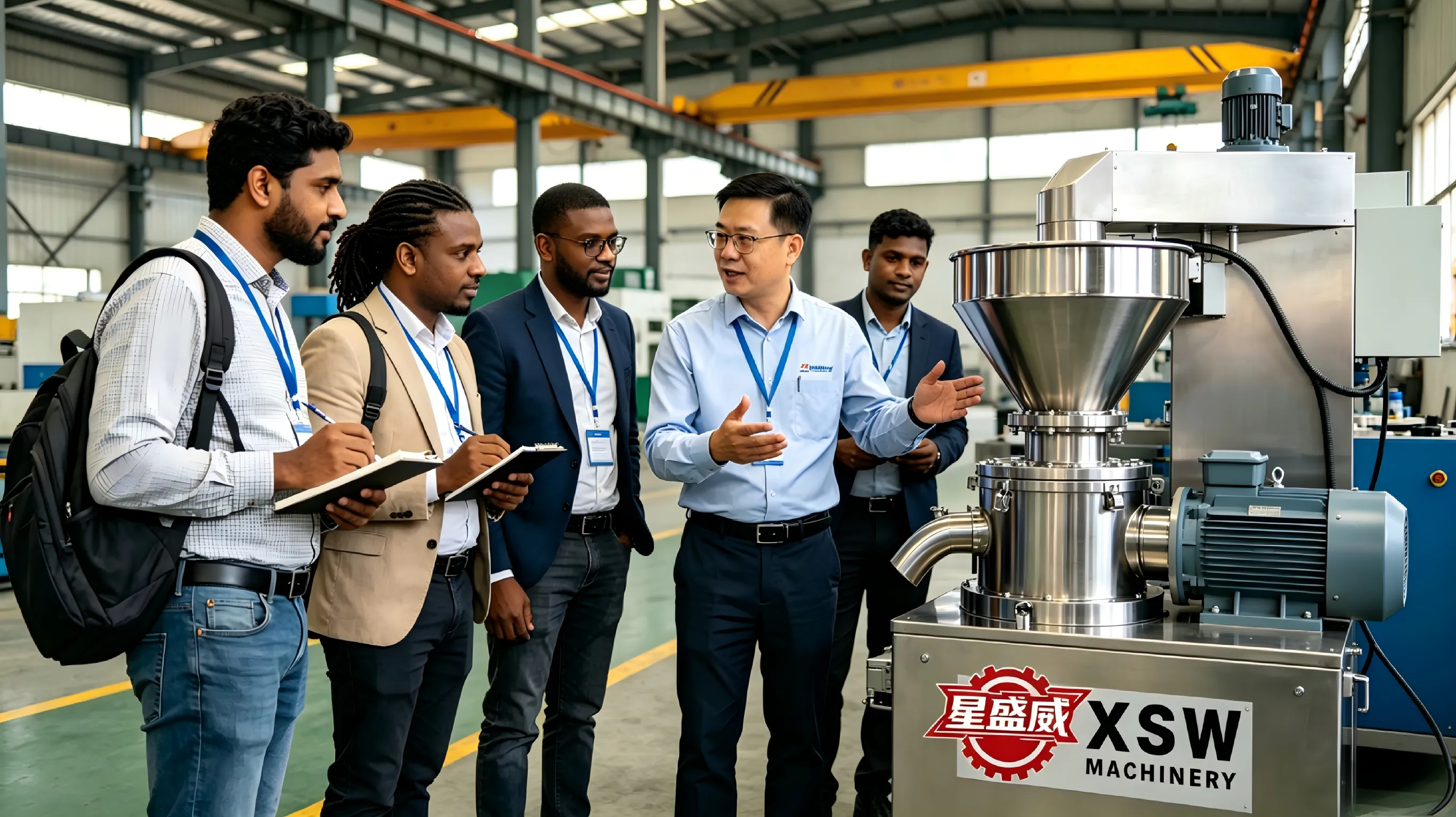 جاء فريق الوكلاء الخارجيين إلى مصنع Xingshengwei Machinery للفحص الميداني والاتصالات التجارية